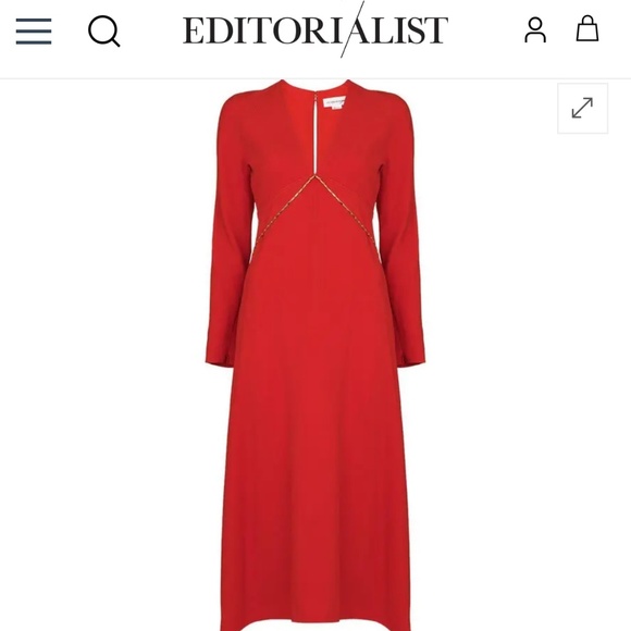 Victoria Beckham Dresses & Skirts - Victoria Beckham red v neck midi dress nwt